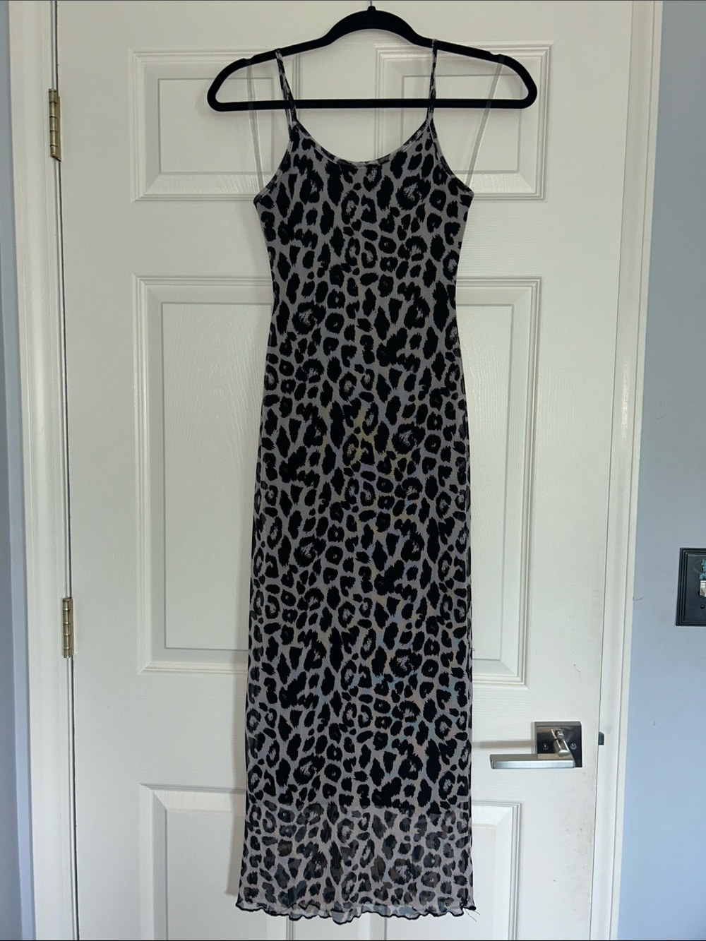 See You Monday Black and White Leopard Slip Maxi Dress